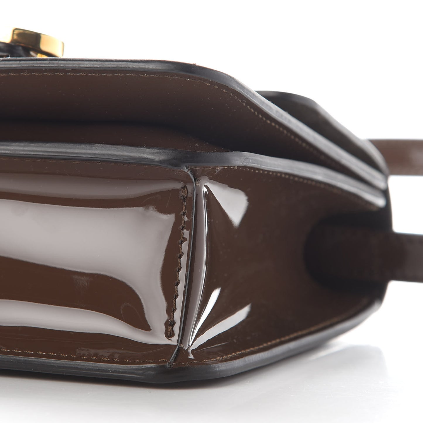 Vitello Vernice Mou Karligraphy Crossbody Bag Ebano