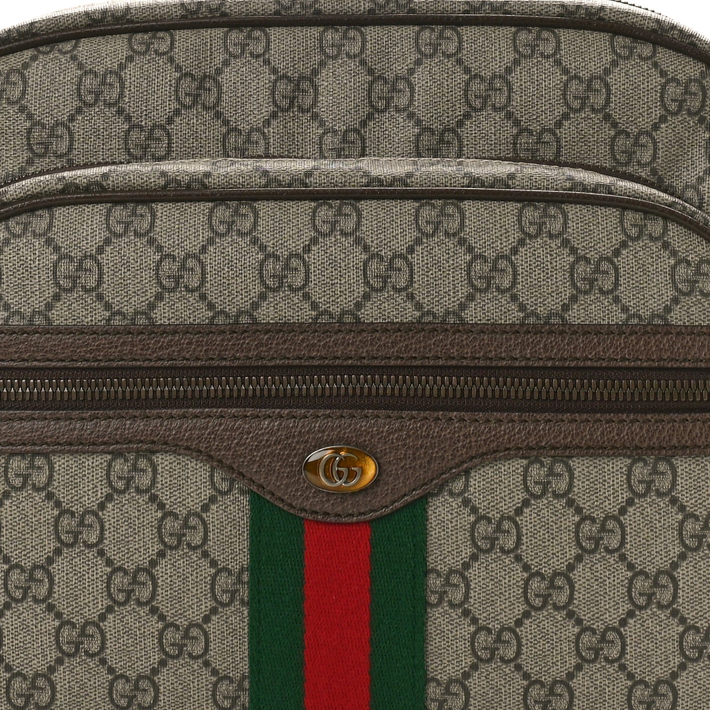 Soft GG Supreme Monogram Textured Dollar Calfskin Web Ophidia Pouch Pocket Belt Bag Beige Ebony New Acero Black