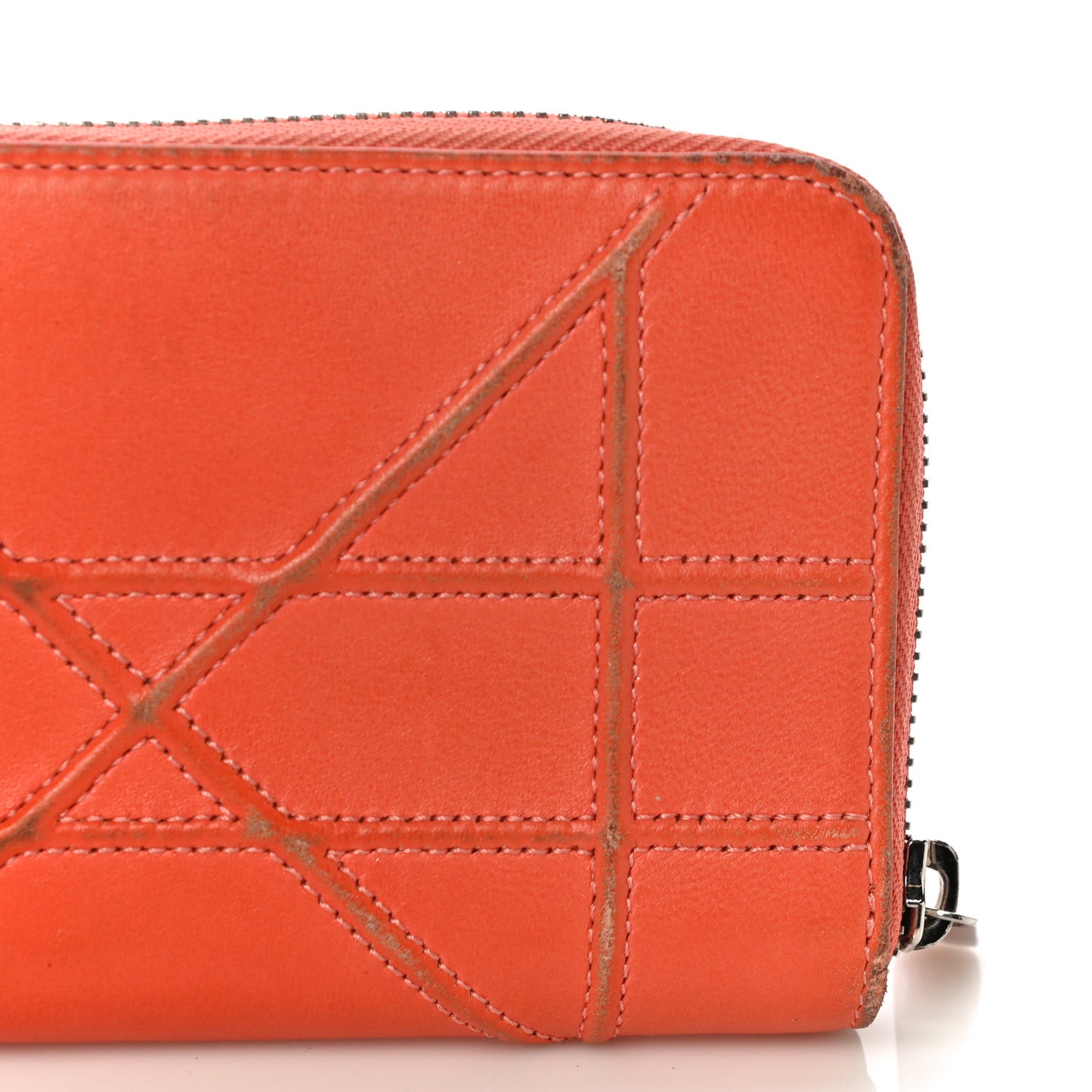 Calfskin Cannage Medium Diorama Voyageur Wallet Orange