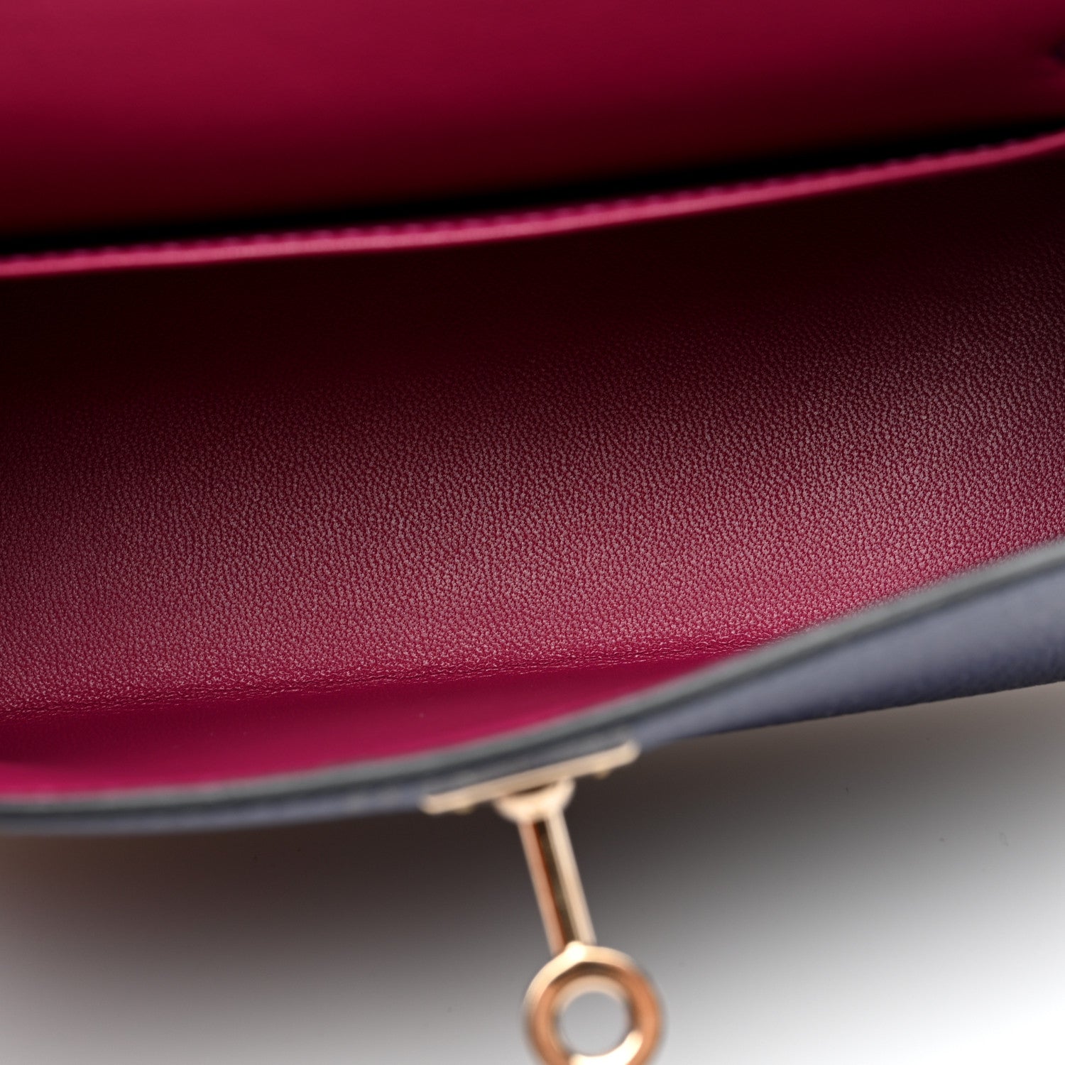 Hermes Chevre Mysore Horseshoe Mini Kelly Sellier 20 Bleu Encre Rose Pourpre 5 of 11