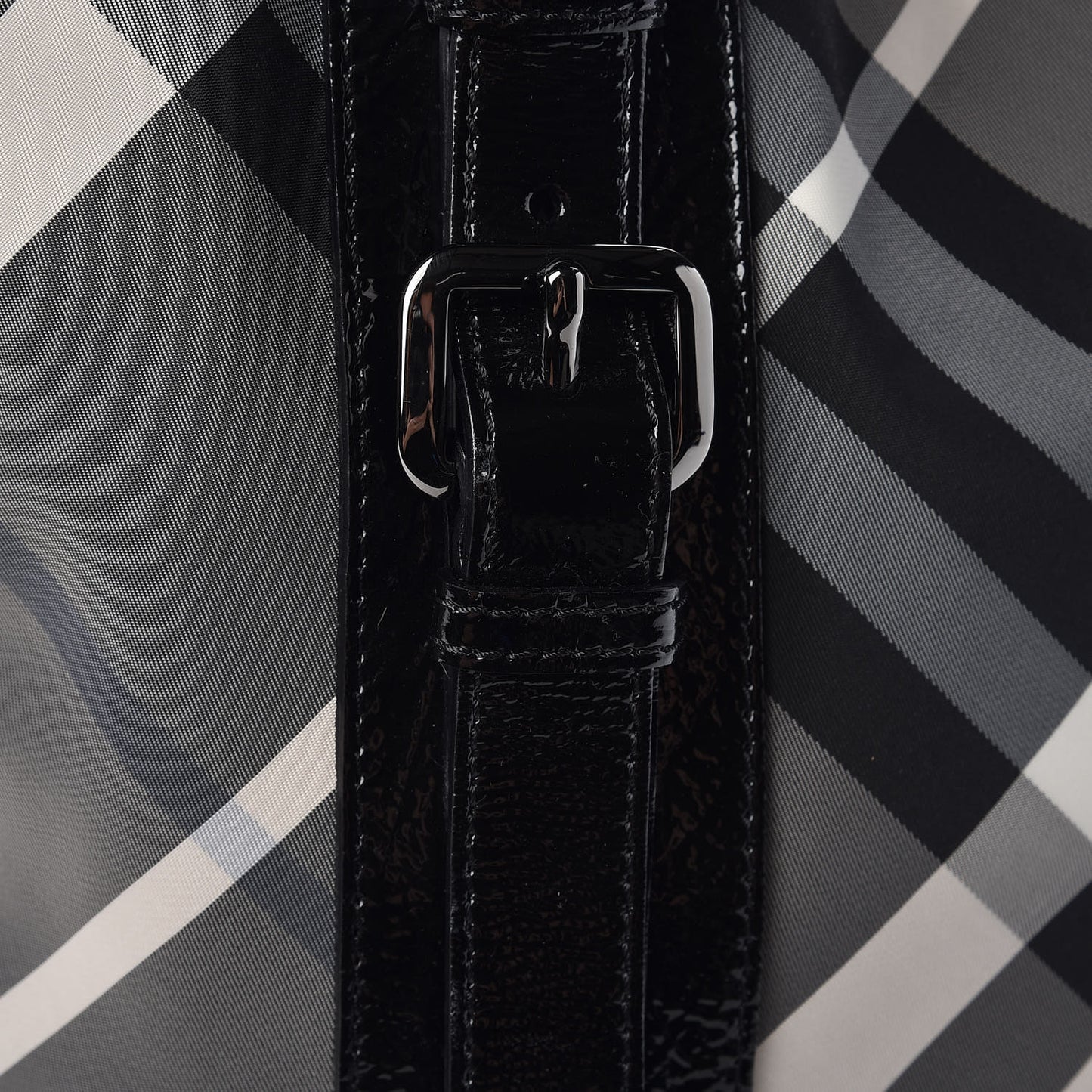 Patent Trim Smoked Check Tote Black