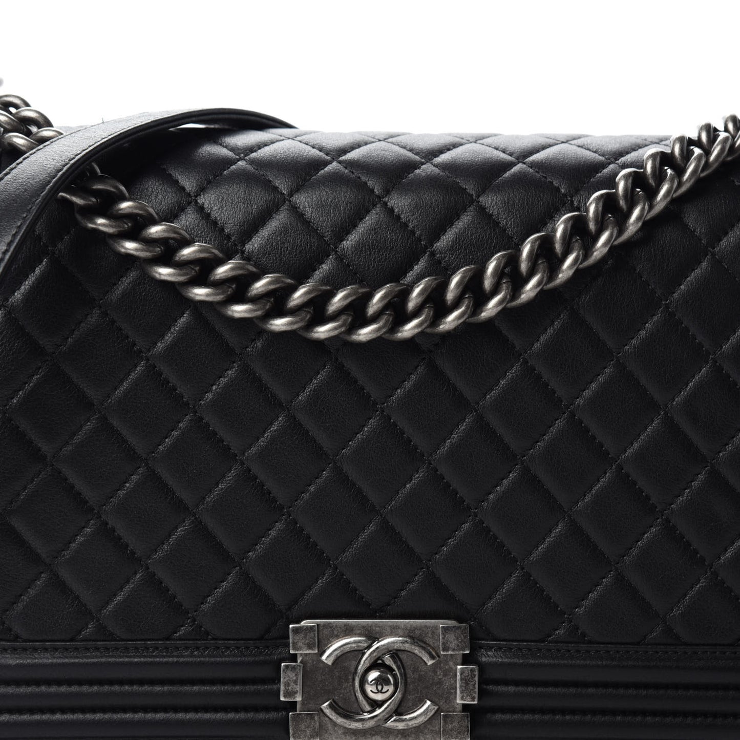 Calfskin Quilted New Medium Boy Flap Black