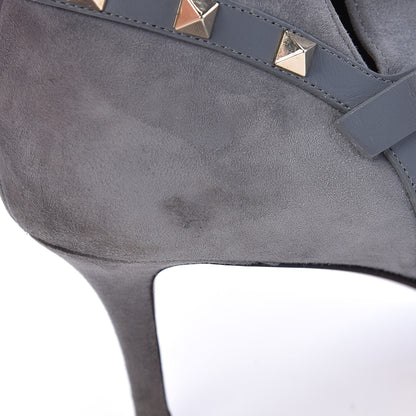 Valentino Garavani Suede Rockstud Double Buckle 65mm Ankle Boots 41 Light Stone 17 of 19