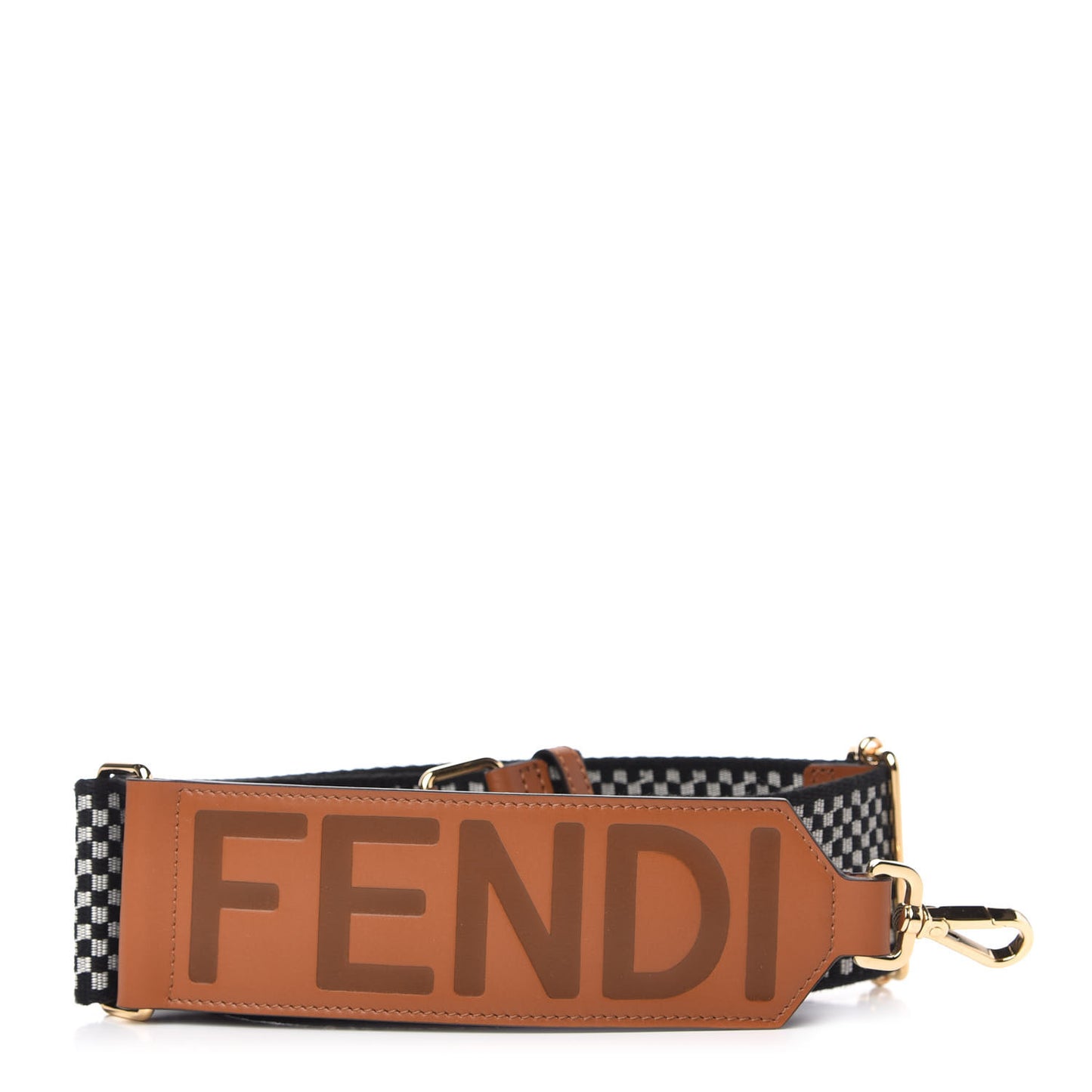 Ribbon Vitello King Logo Embossed Gingham Woven Adjustable Strap You Panna Black Cuoio
