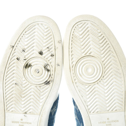 Louis Vuitton Calfskin Monogram Denim Rivoli High Top Sneakers 7.5 White 16 of 16
