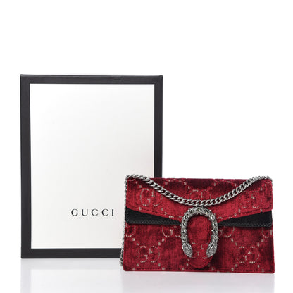 Gucci Velvet GG Monogram Super Mini Dionysus Shoulder Bag Red Cipria Black 10 of 10
