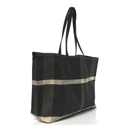 Burberry Coated Canvas Mega Check Medium Doodle Tote Black White 3 of 9