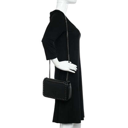 Prada Glace Calfskin Studded Crossbody Black 2 of 10