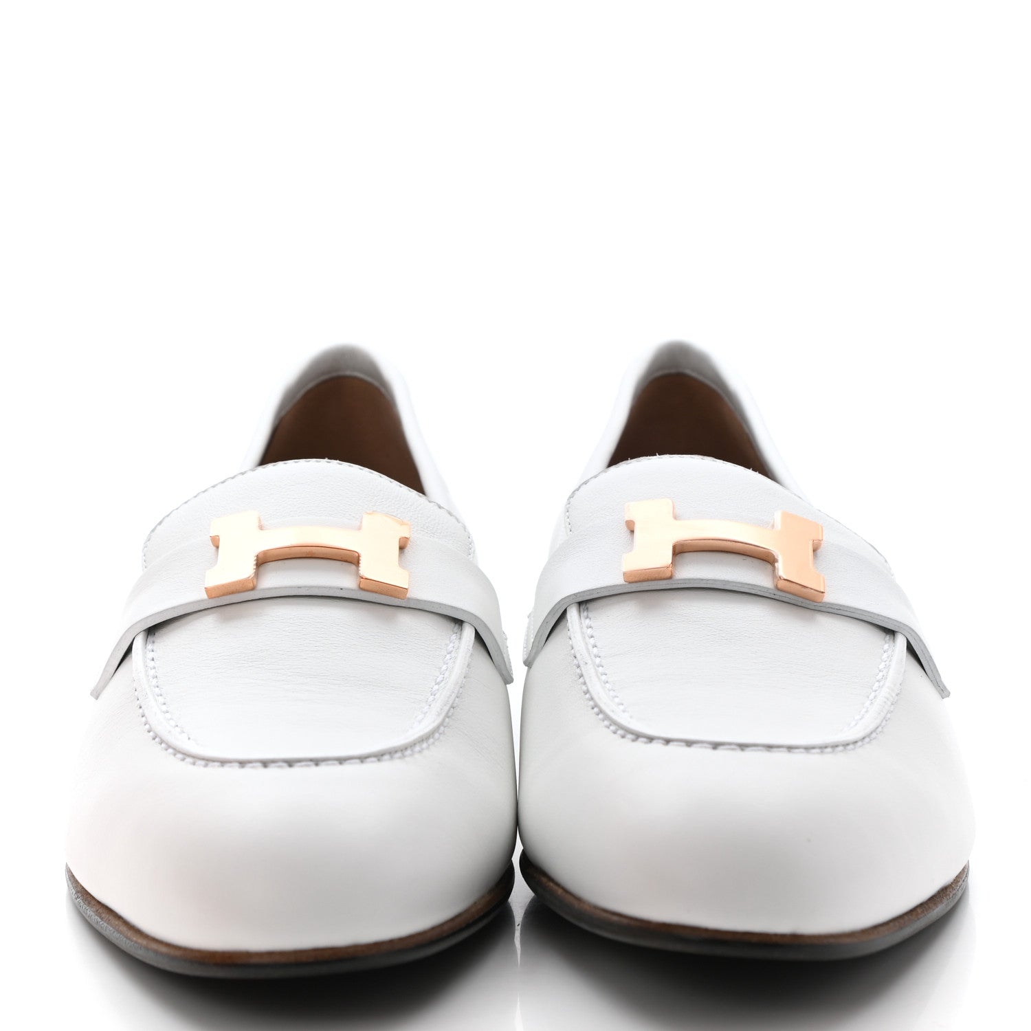Hermes Calfskin Womens Paris Loafers 39 White 2 of 8