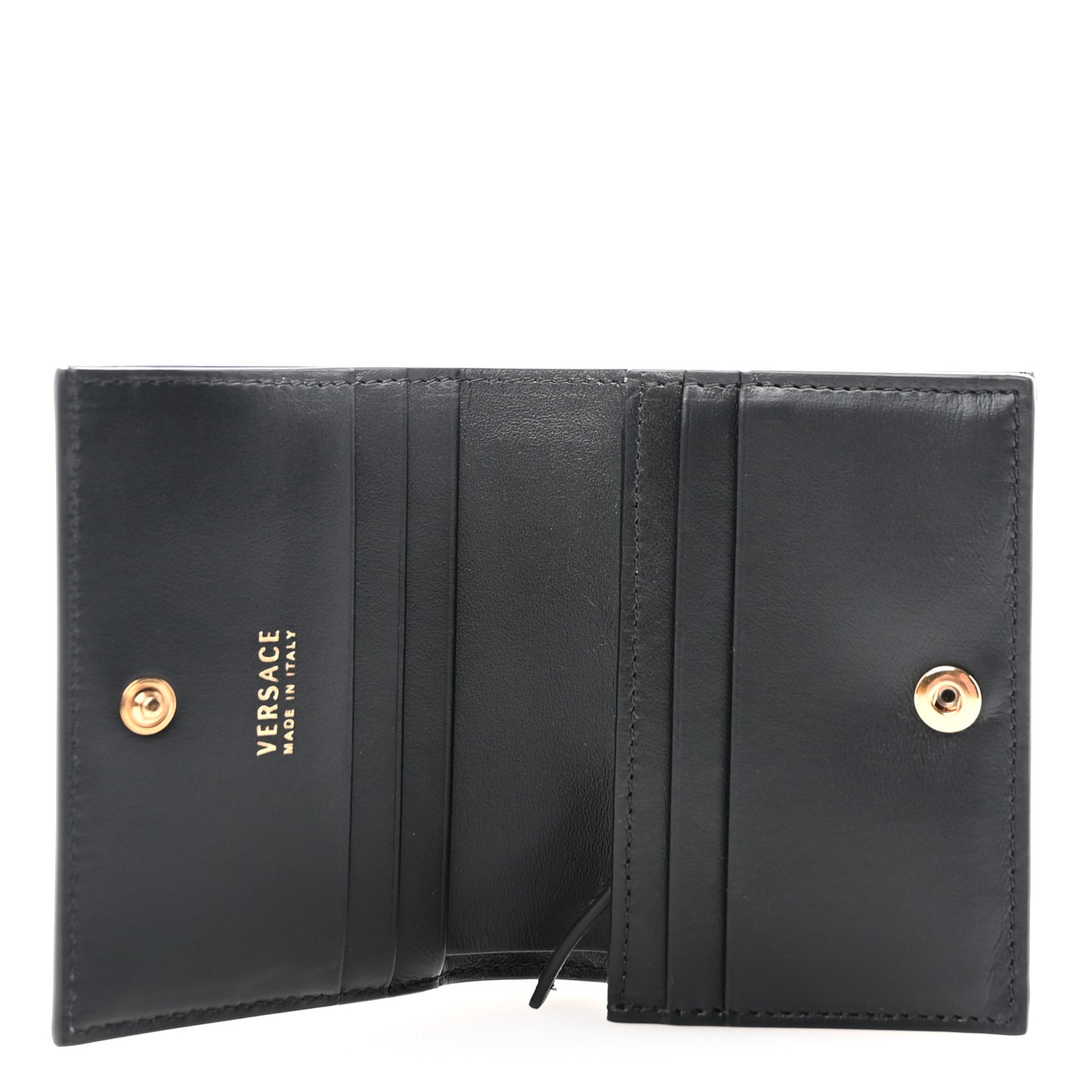 Nappa Barocco Print Virtus Card Case Wallet Black Multicolor