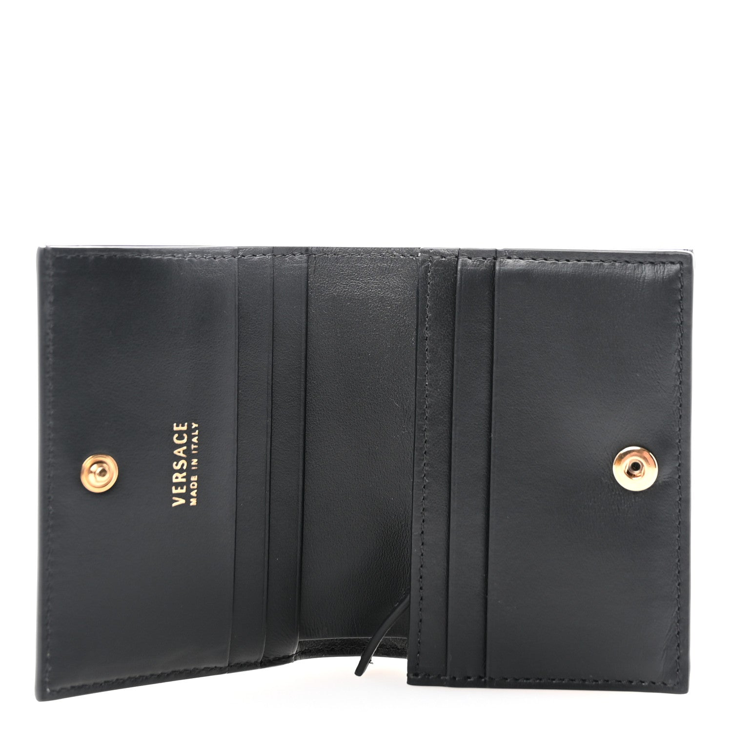 Versace Nappa Barocco Print Virtus Card Case Wallet Black Multicolor 5 of 7