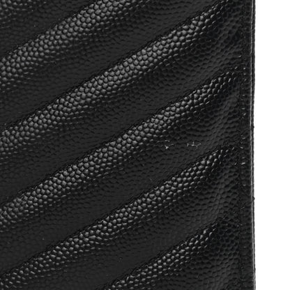 Saint Laurent Grain De Poudre Chevron Monogram Bill Pouch Black 10 of 13
