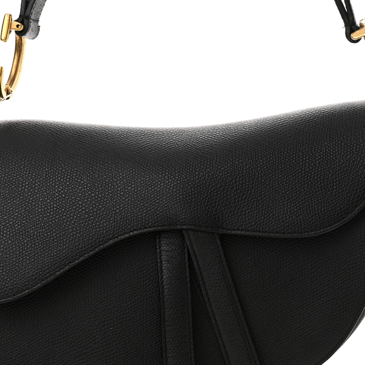 Christian Dior Grained Calfskin Saddle Bag Black 8 of 10