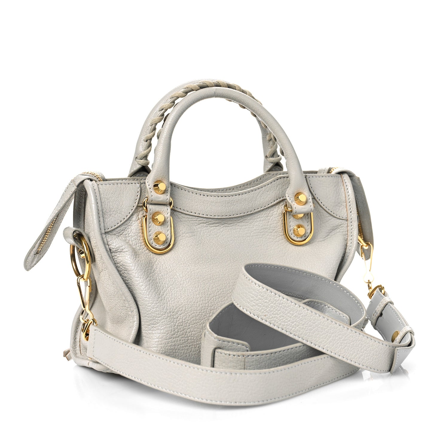 Chevre Gold Metallic Edge Hardware Mini City Gris Clair Gris Perle
