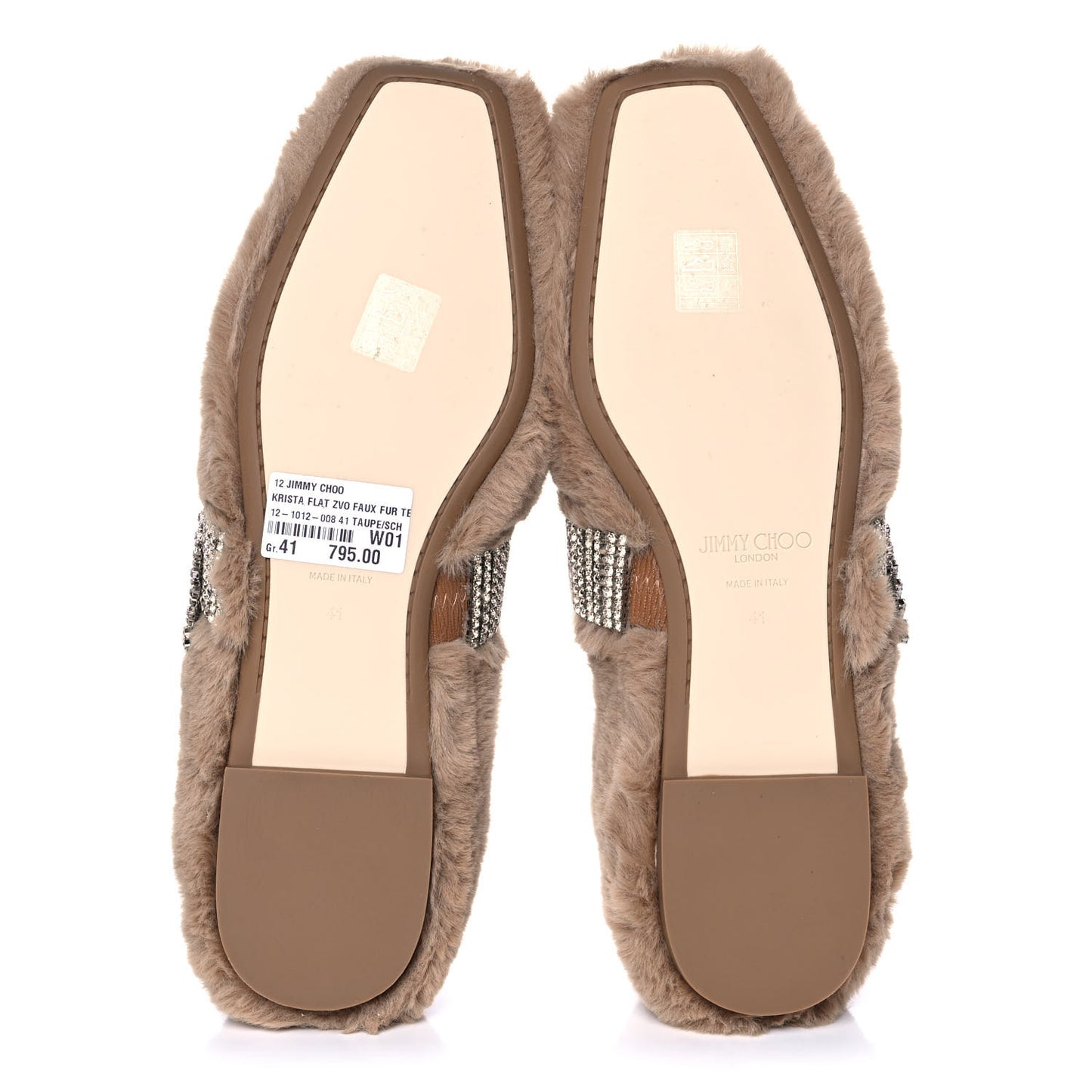 Faux Fur Crystal Krista Flats 41 Teddy
