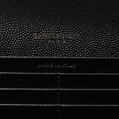 Saint Laurent Grain De Poudre Matelasse Chevron Monogram Flap Wallet Black 7 of 8