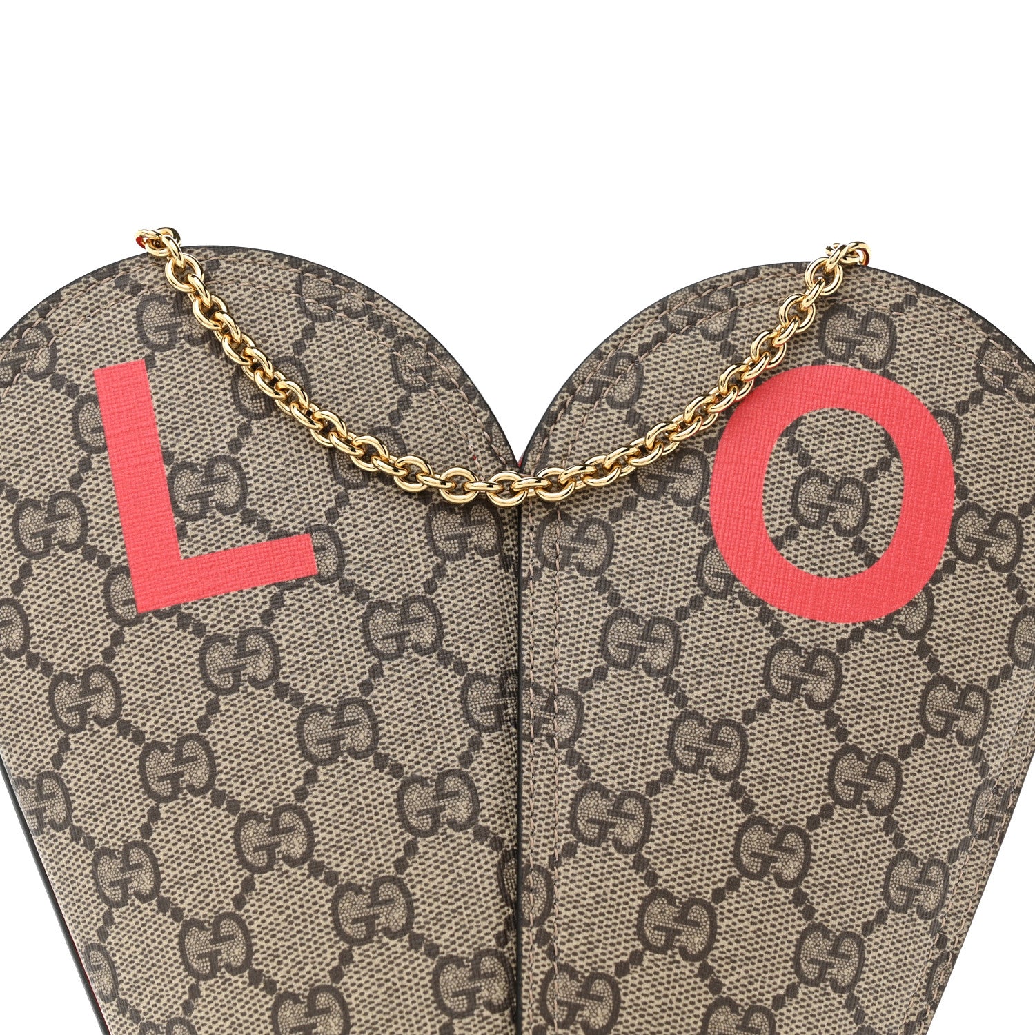 Gucci GG Supreme Monogram Love Valentines Day Small Heart Bag Beige Ebony New Geranium 7 of 10