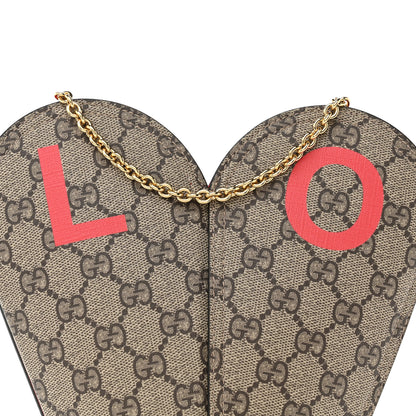 Gucci GG Supreme Monogram Love Valentines Day Small Heart Bag Beige Ebony New Geranium 7 of 10