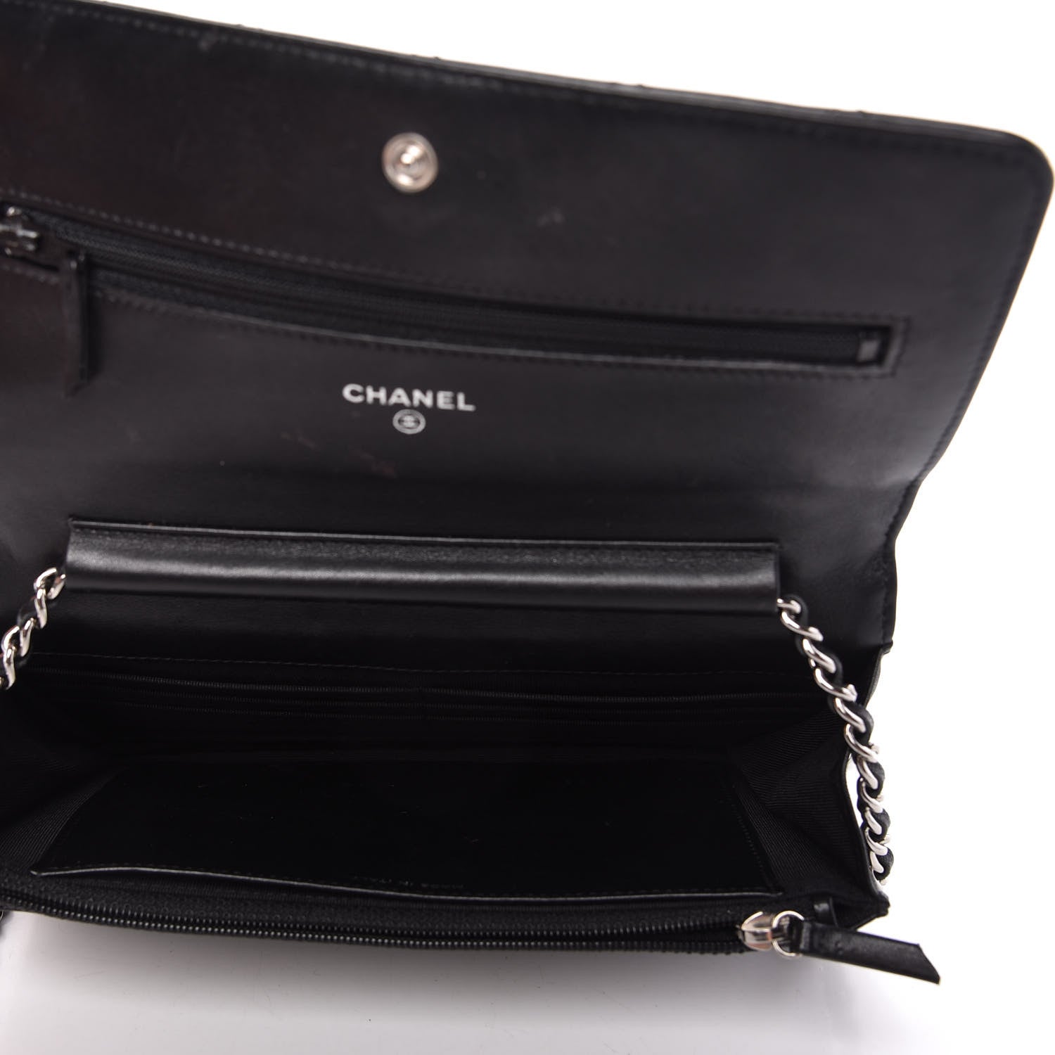 Chanel Patent Quilted Wallet On Chain WOC Black 5 of 11