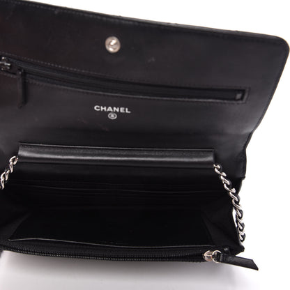 Chanel Patent Quilted Wallet On Chain WOC Black 5 of 11