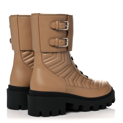 Gucci Nappa Frances GG Matelasse Platform Combat Boots 36 Natural Tan 4 of 8