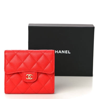Chanel Caviar Quilted Compact Flap Wallet Red 12 of 12