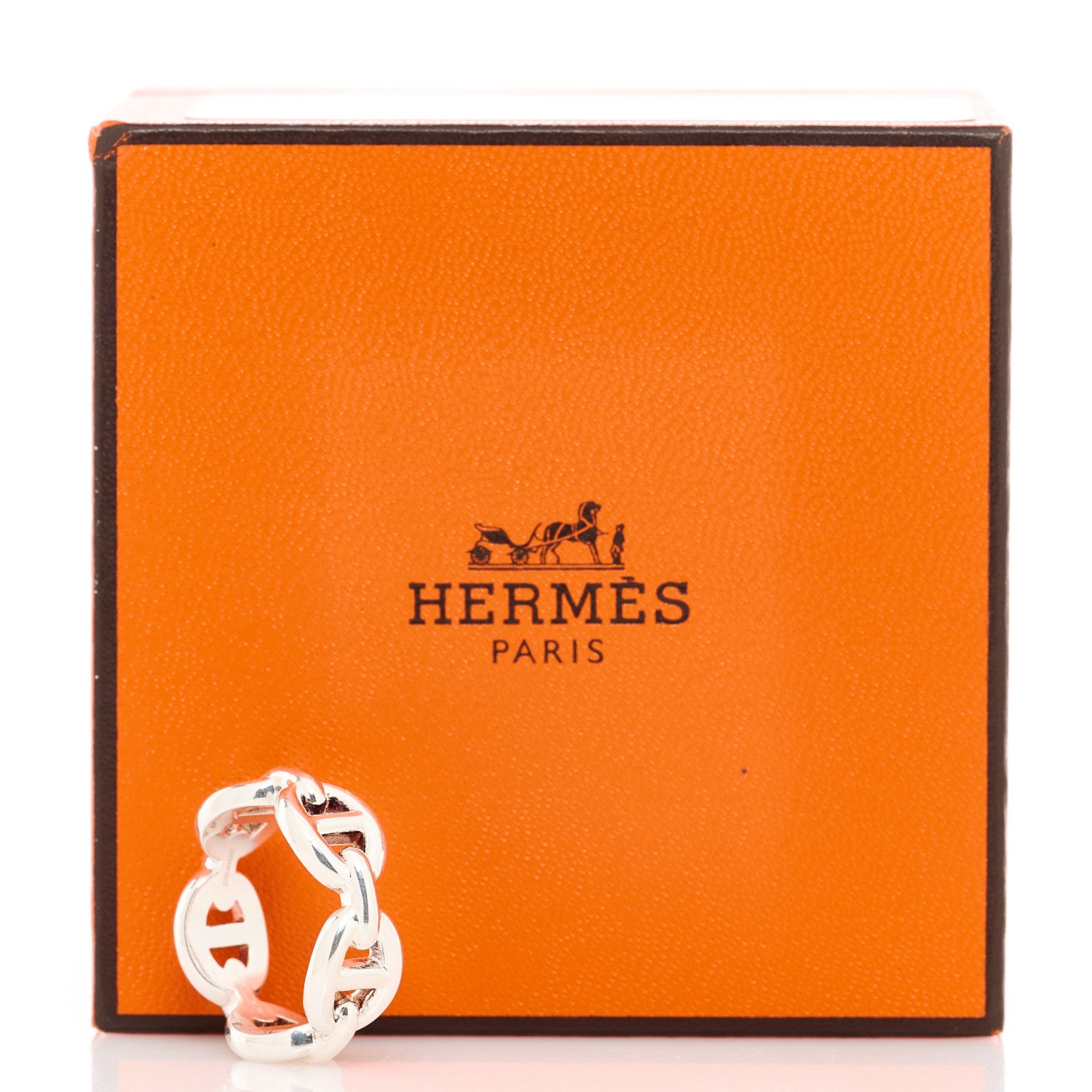 Hermes Sterling Silver PM Chaine d'Ancre Enchainee Band Ring 49 4.75 7 of 7