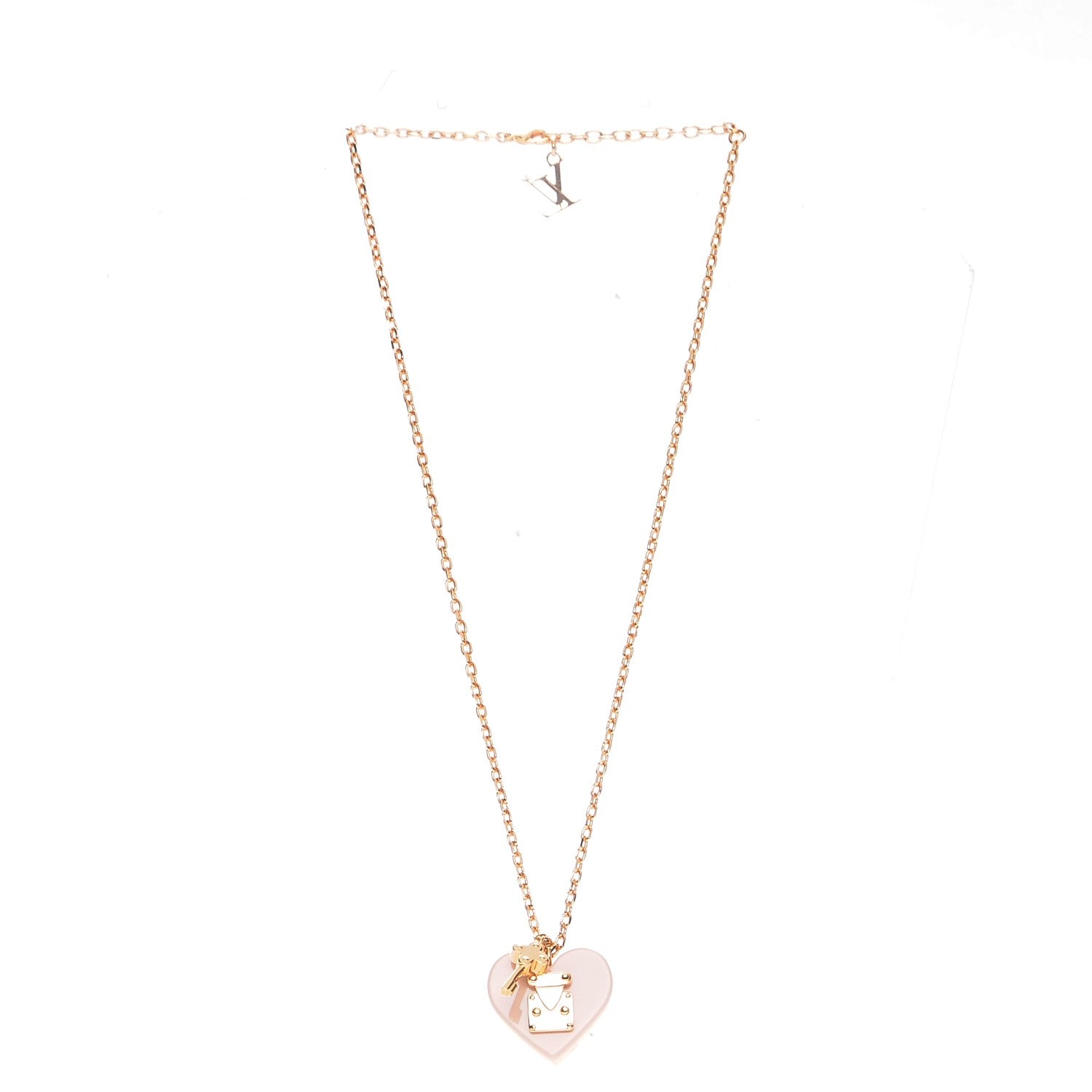 Louis Vuitton Lock Me Heart Necklace Rose Velours 3 of 6