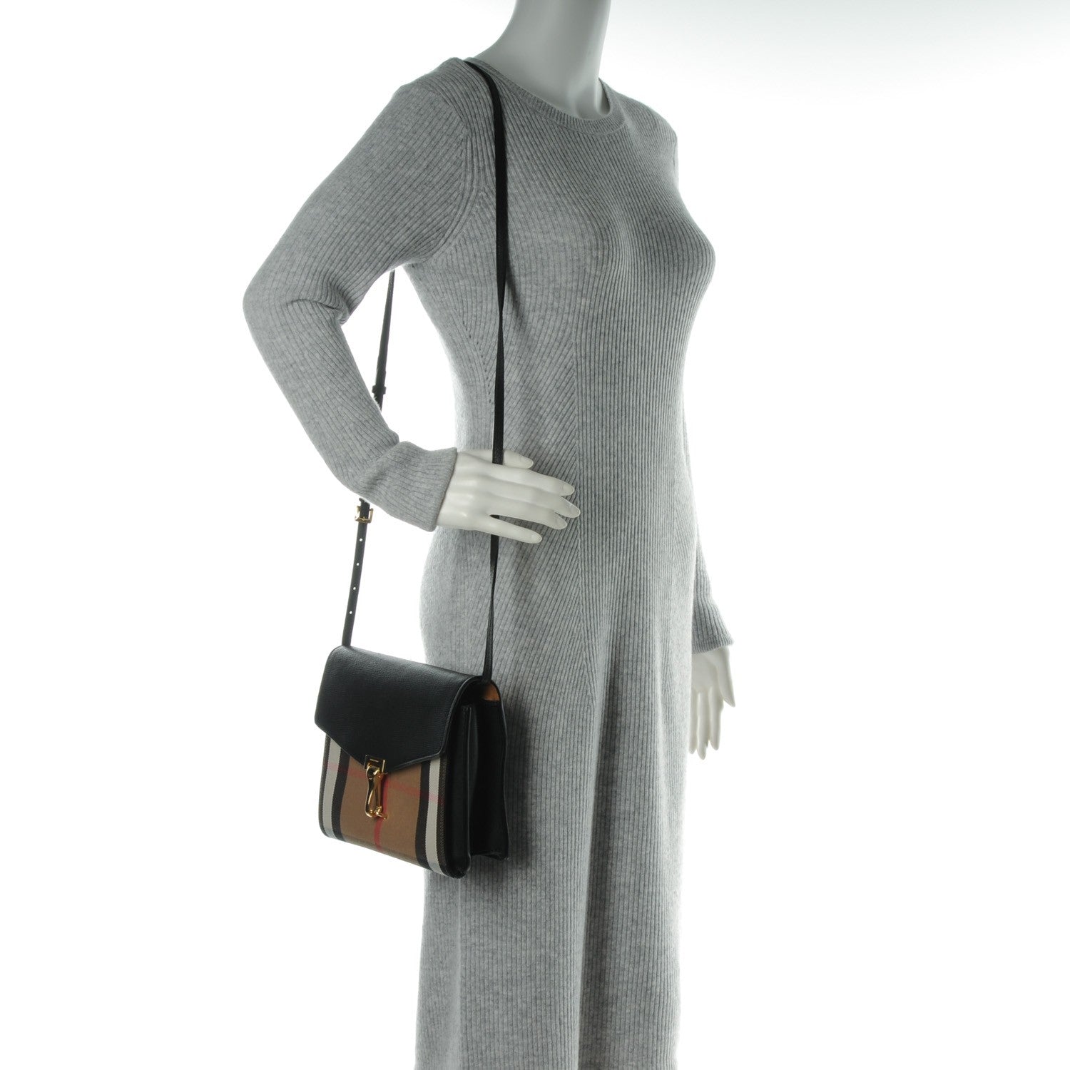 Burberry Derby Calfskin House Check Small Macken Crossbody Bag Black 2 of 8