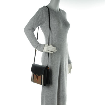 Burberry Derby Calfskin House Check Small Macken Crossbody Bag Black 2 of 8