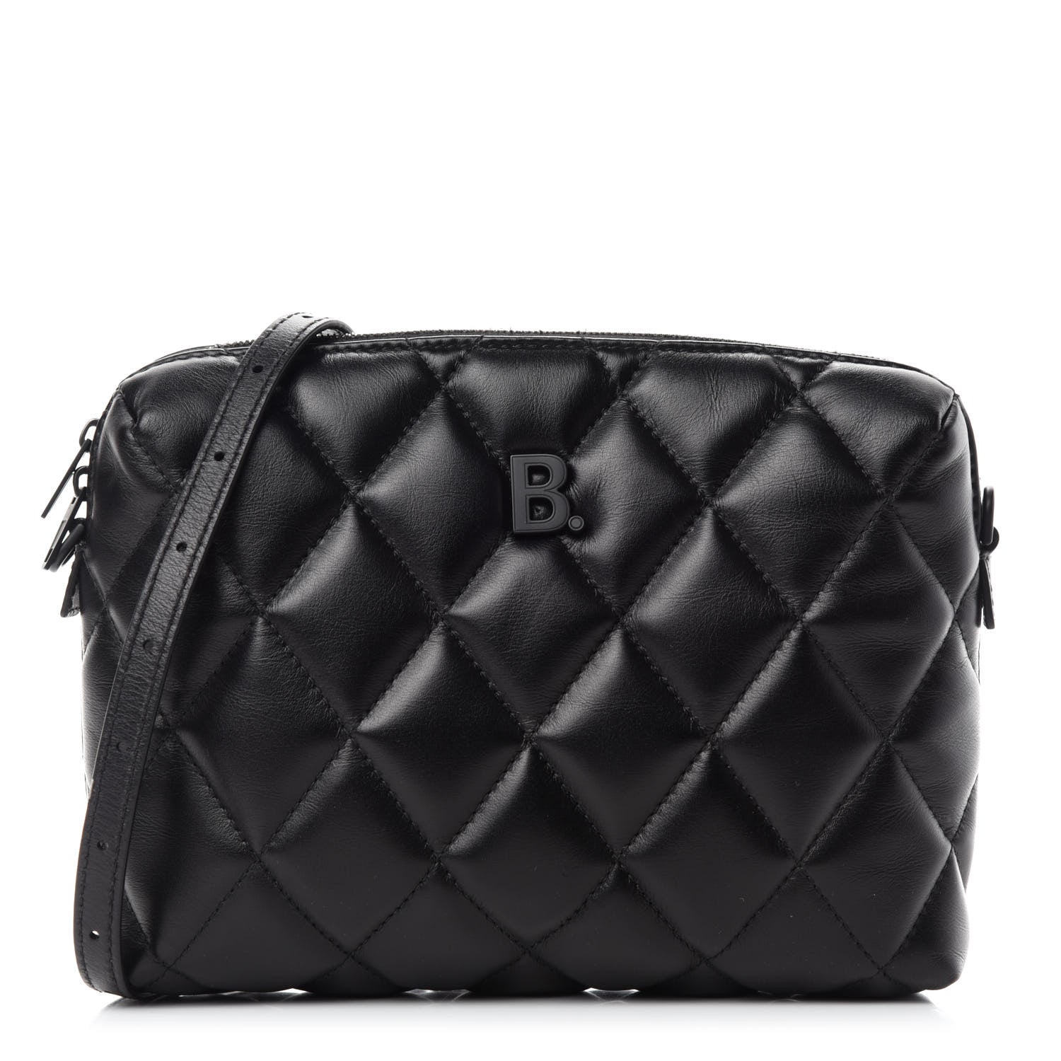 Balenciaga Nappa Calfskin Quilted Touch B Camera Shoulder Bag Black 1 of 9