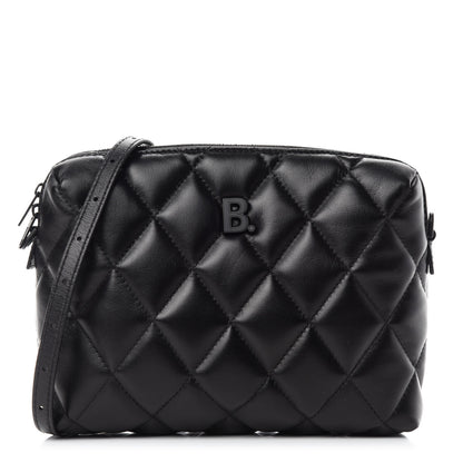 Balenciaga Nappa Calfskin Quilted Touch B Camera Shoulder Bag Black 1 of 9