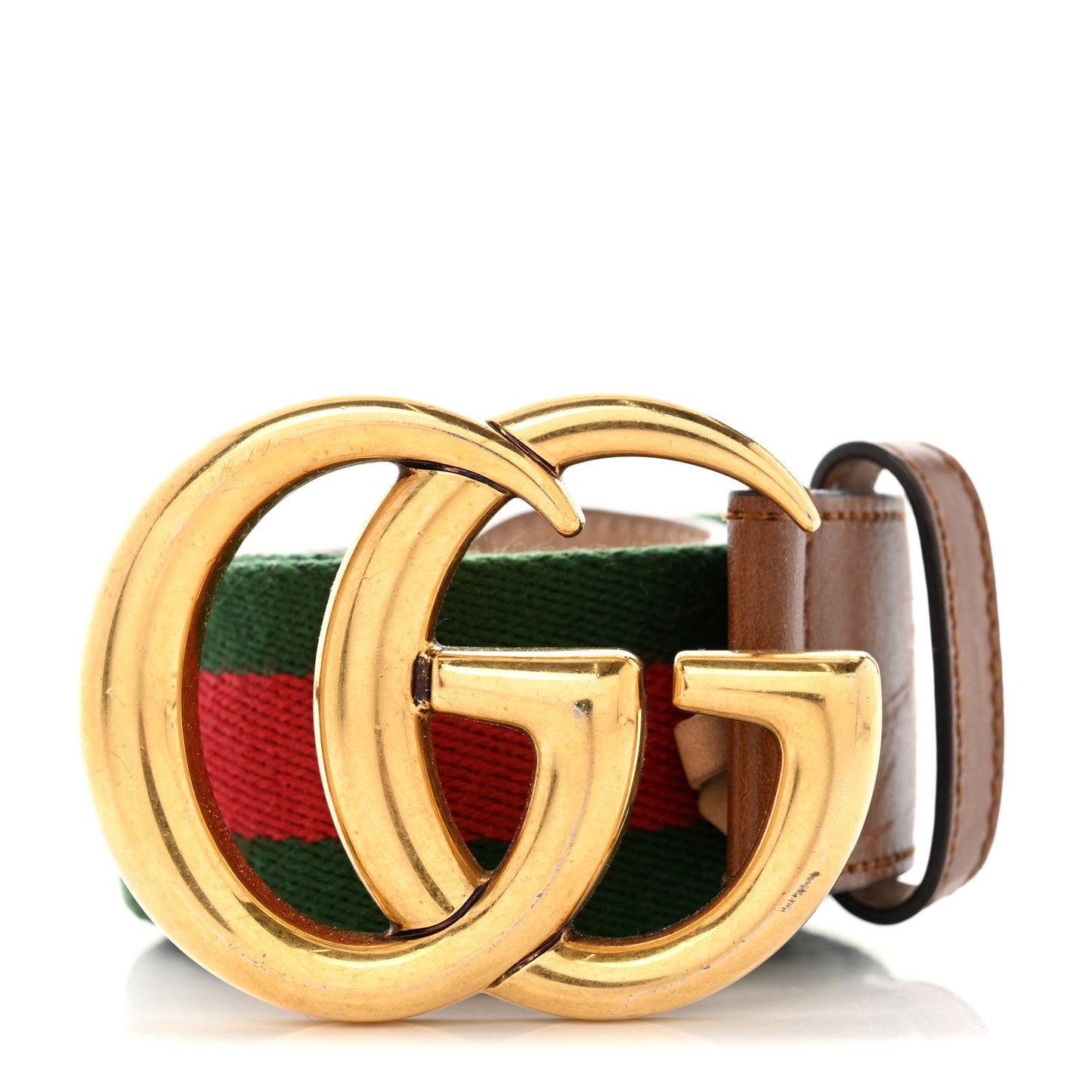 Nylon Calfskin Double G Web 40mm Belt 85 34 Green Red Cuir
