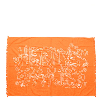 Hermes Cotton Terry Yachting Tattoo Cordages Beach Towel Orange Kumquat 1 of 3