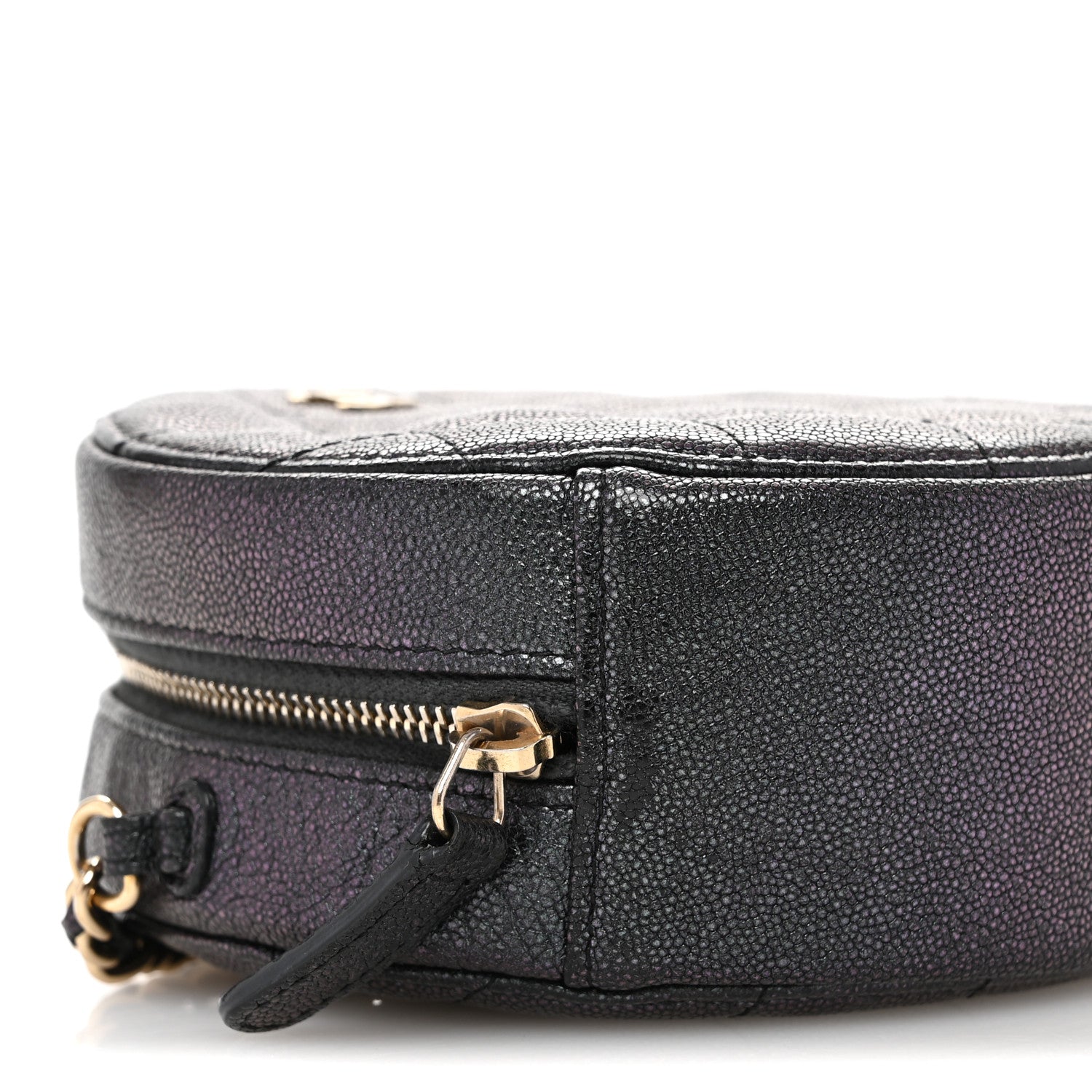 Chanel Iridescent Caviar Quilted Round Clutch With Chain Black 9 of 12