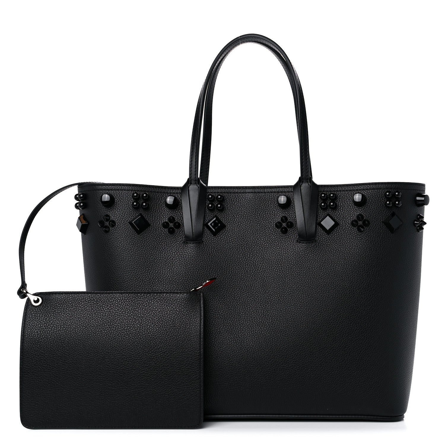 Christian Louboutin Calfskin Empire Spike Studded East West Cabata Tote Black 1 of 10