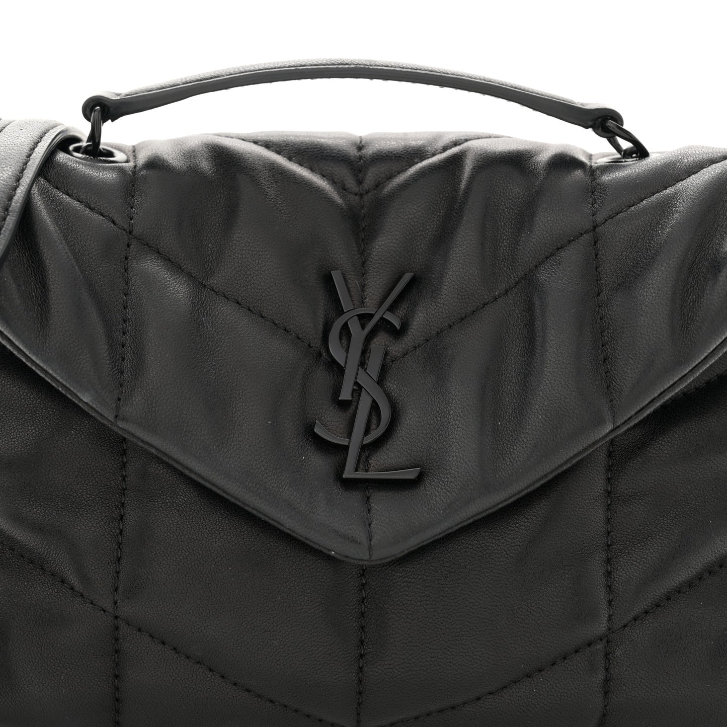 Lambskin Quilted Toy Loulou Puffer Monogram Monochrome Chain Satchel Black