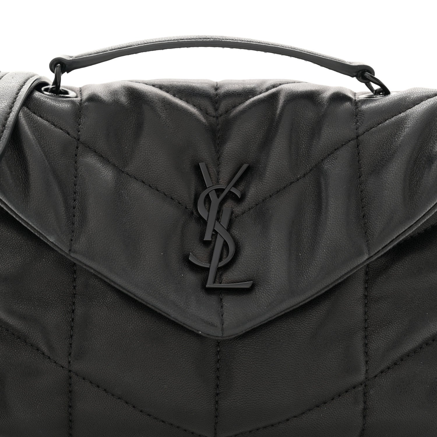 Saint Laurent Lambskin Quilted Toy Loulou Puffer Monogram Monochrome Chain Satchel Black 8 of 10