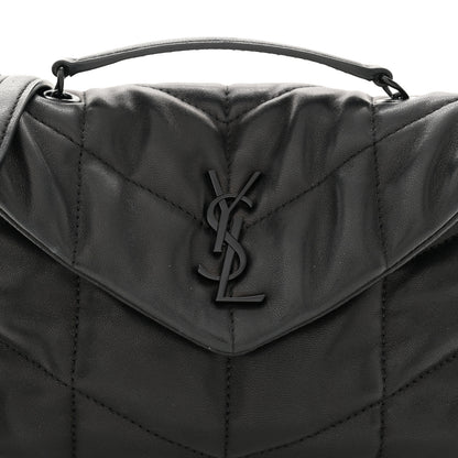 Saint Laurent Lambskin Quilted Toy Loulou Puffer Monogram Monochrome Chain Satchel Black 8 of 10
