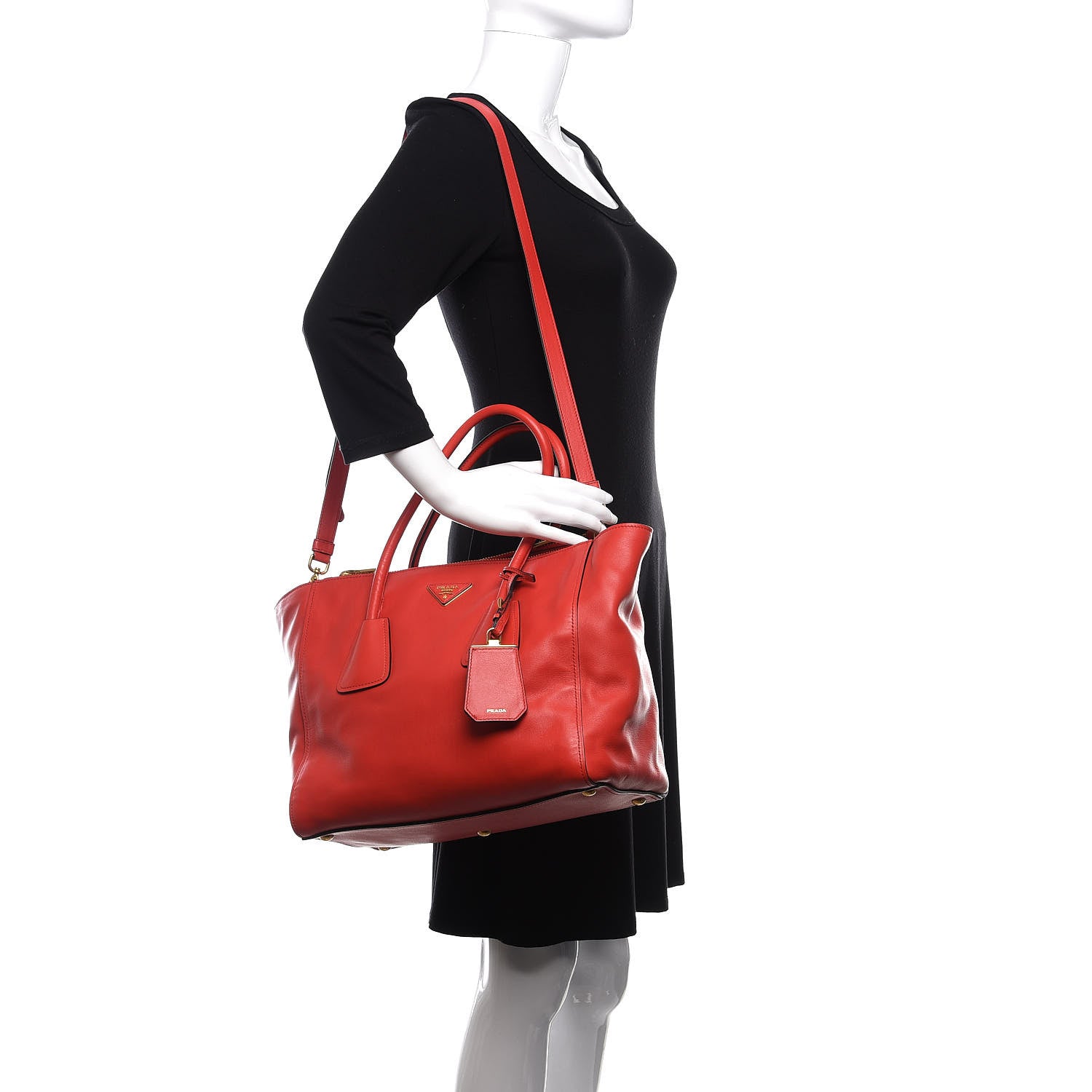 Prada Vitello Soft Twin Pocket Tote Lacca 2 of 10