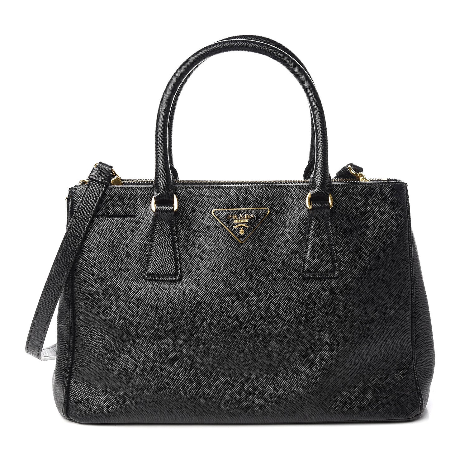 Saffiano Small Galleria Double Zip Tote Black