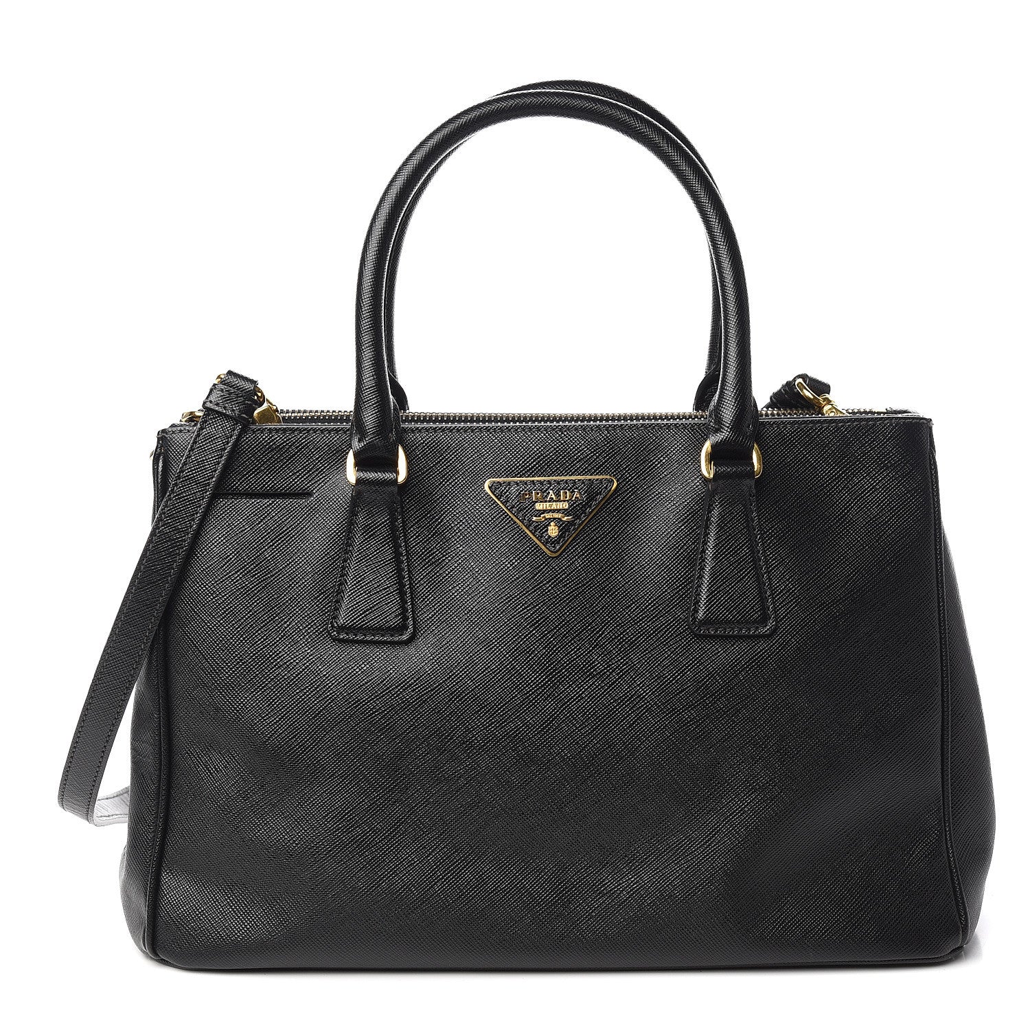 Prada Saffiano Small Galleria Double Zip Tote Black 1 of 11
