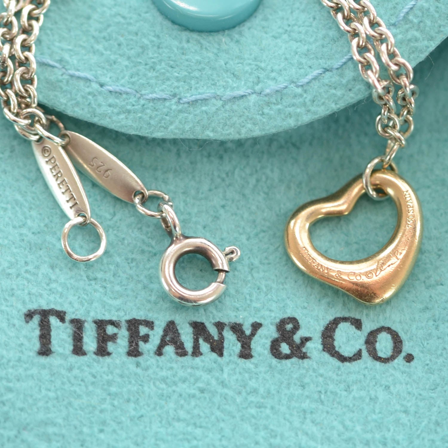 Tiffany Sterling Silver 18K Rose Gold Elsa Peretti Open Heart Charm Bracelet 3 of 4