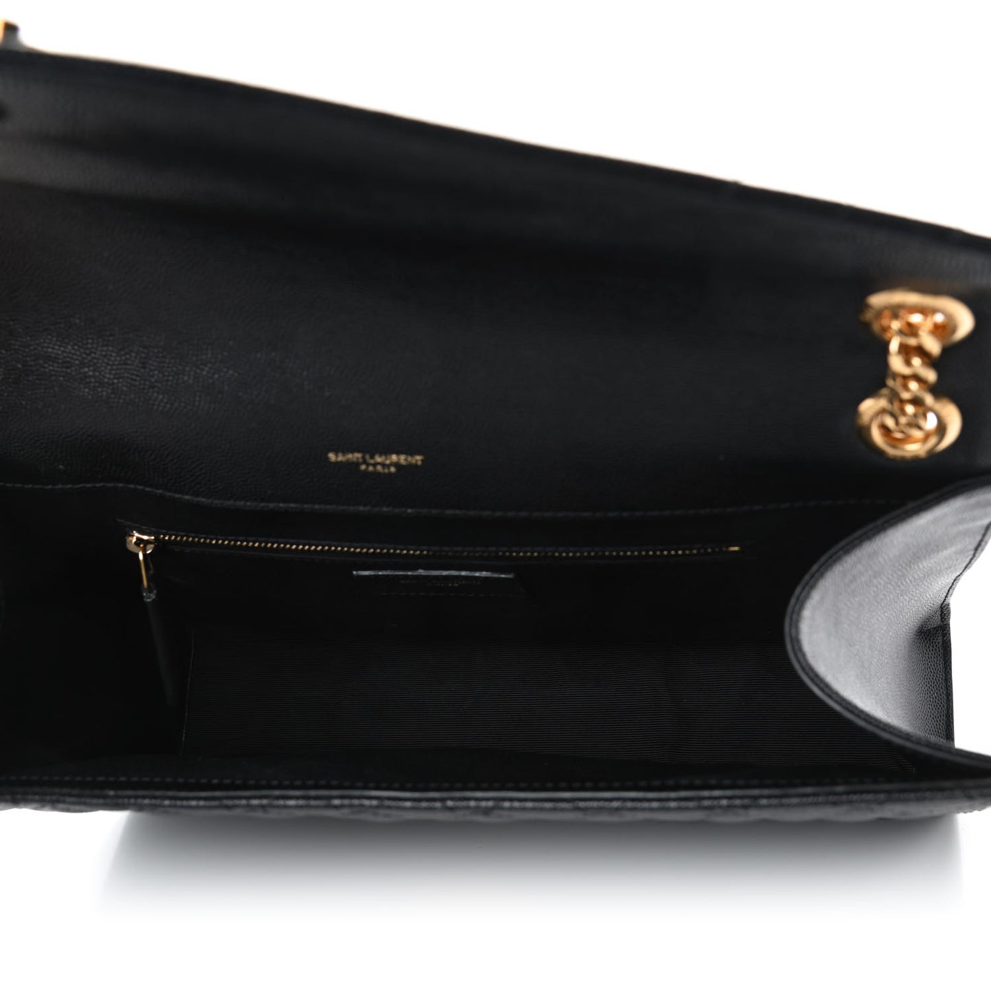 Grain De Poudre Textured Mixed Matelasse Large Triquilt Monogram Satchel Black