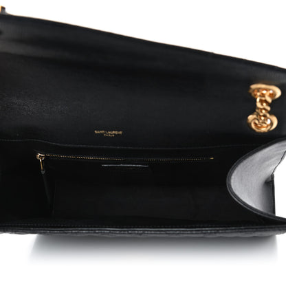 Saint Laurent Grain De Poudre Textured Mixed Matelasse Large Triquilt Monogram Satchel Black 4 of 4