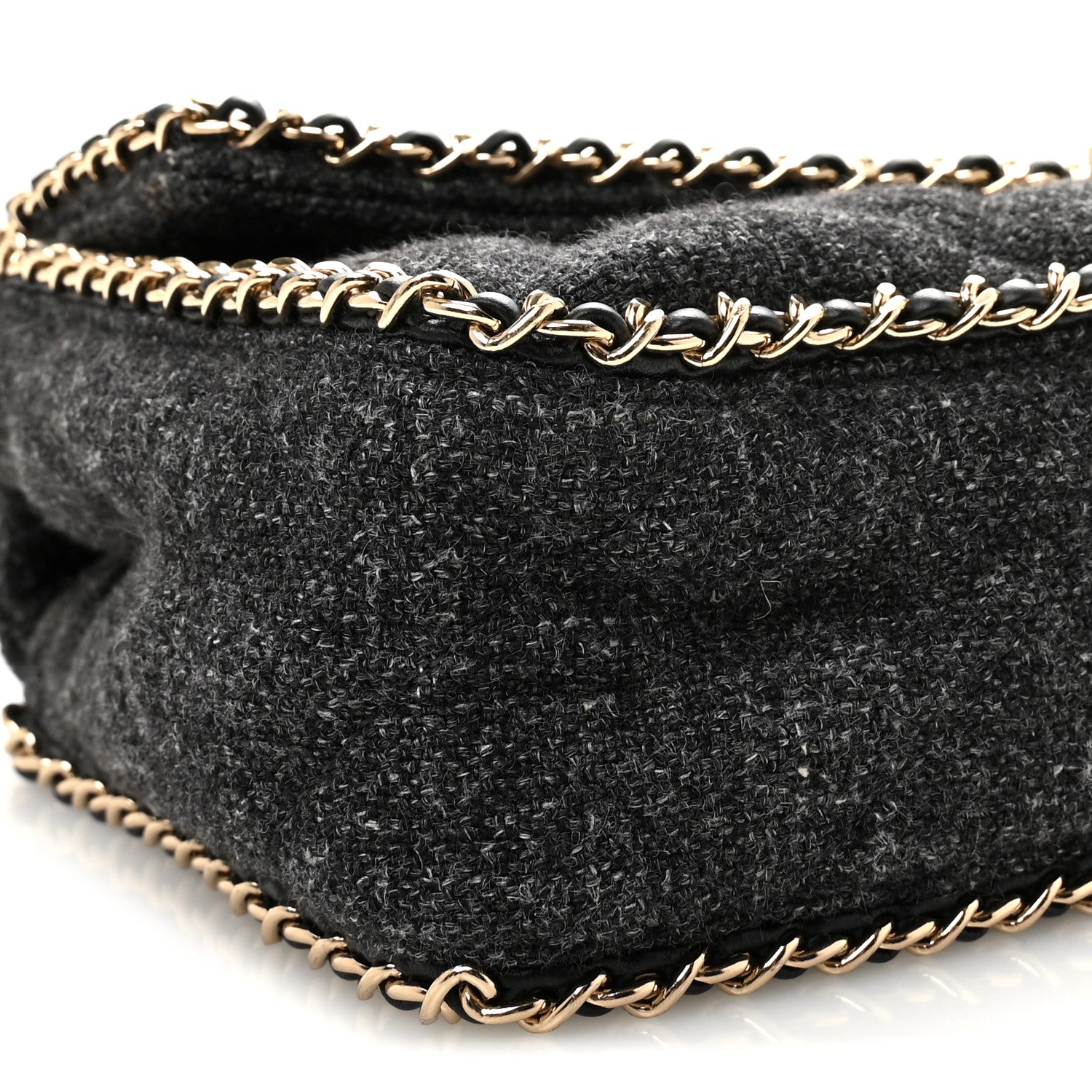 Chanel Wool Tweed Quilted Coco Neige Chain Around Flap Black 9 of 10
