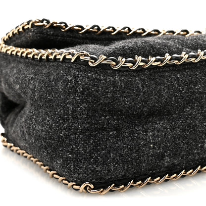 Chanel Wool Tweed Quilted Coco Neige Chain Around Flap Black 9 of 10