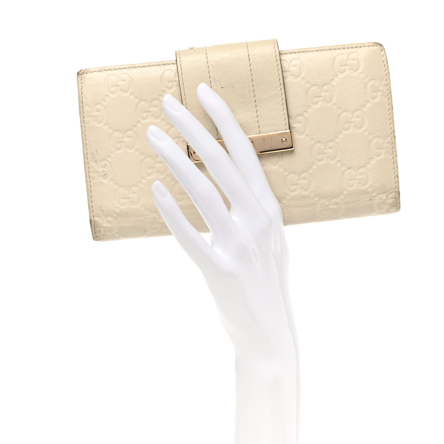 Guccissima Ladies Web Long Wallet Off White