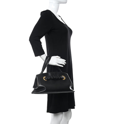 Celine Smooth Calfskin Eyelet Small Top Handle Bag Black 2 of 10