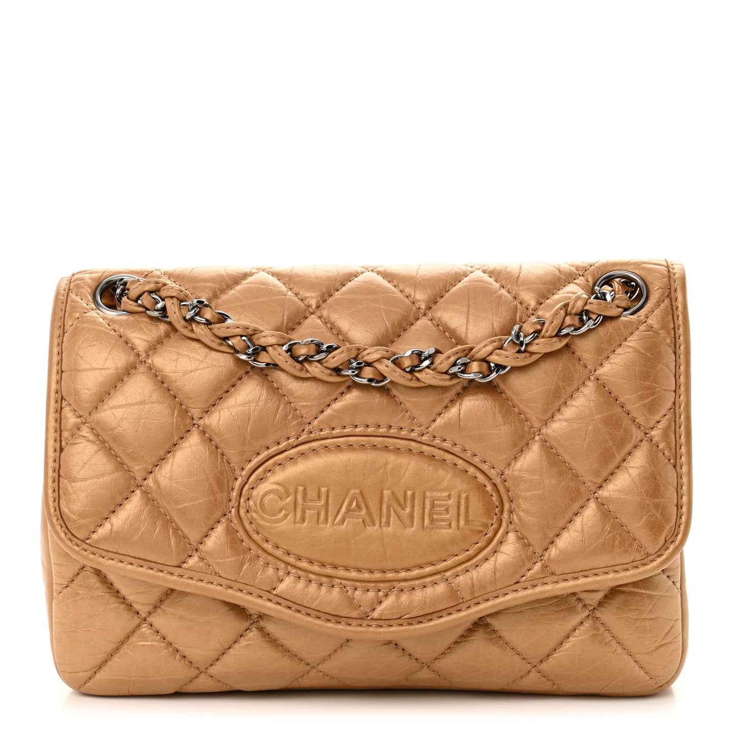 Aged Calfskin Vintage Ligne Flap Gold